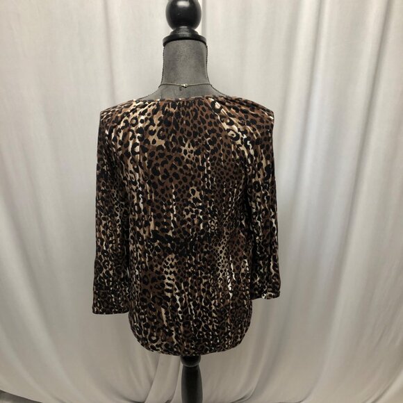 Dana Buchman Leopard Print Top Womens Sz Small Soft Stretchy Blouse Mob Wife - Picture 4 of 8